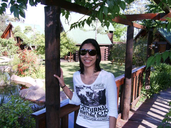 Fatima Davids - relaxing in her Garden Route log cabin